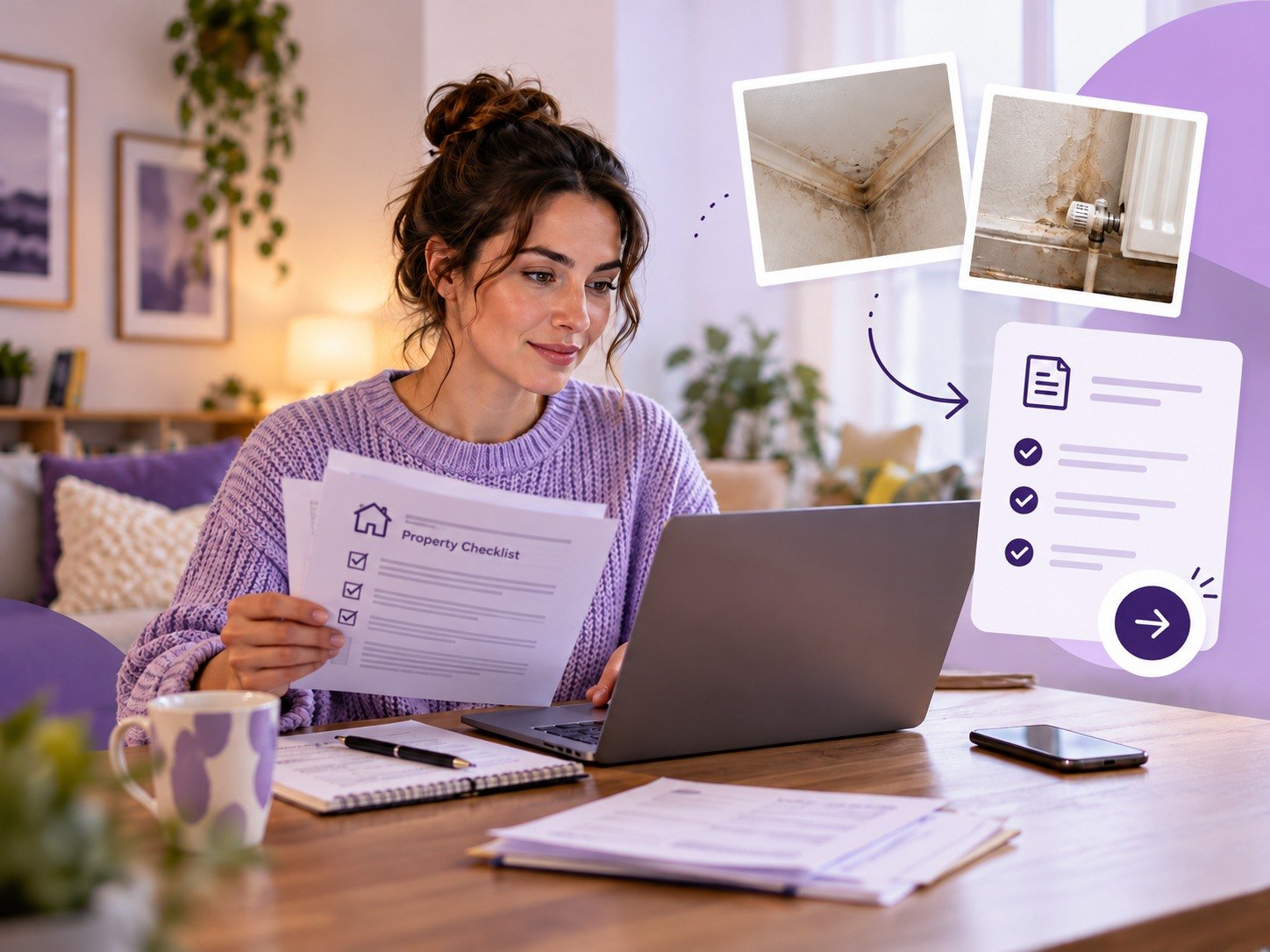 Private renter organising repair evidence and tenancy information